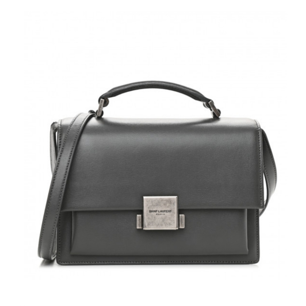 SAINT LAURENT Smooth Calfskin Suede Medium Bellechasse Grey